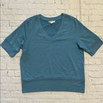 Athleta  Step Forward Short Sleeve Sweatshirt Tee Size Large Blue Soft Modal Photo 2