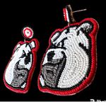Bulldog Earrings UGA Dawgs University of Georgia Beaded Dangle Post New … Photo 3