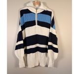 Aerie NWT Beyond Women's Striped Quarter Zip Oversized Knit Sweater XS Nautical Photo 1