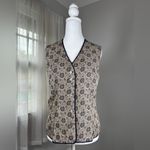 Worthington Vintage Y2K Cream & Black V-Neck Button Front Vest Photo 1