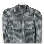 Greyson NEW 313 Sz M White Olive Navy Plaid Cotton Blend Trend Top Size M Photo 0