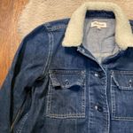 Madewell Denim Jacket Size XS Dark Wash Pleated Back Northward Sherpa Womens Photo 2