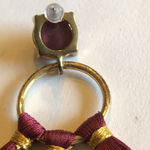 Boho Burgundy Maroon Tassel Fringe Dangling Gold Tone Earrings Photo 5