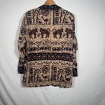 Vintage DB Line New York Elephant Print Open Front Cardigan Duster Tan Size XL Photo 2