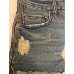 Free People  Women’s Button Fly Distressed Denim Shorts 26 Dark Blue Boho Casual Photo 2
