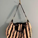 Victoria’s Secret light pink and black classic striped tote/duffle bag Photo 0