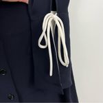 Derek Lam  Cold Shoulder Button Front Contrast Cuff Silk Blouse Navy Photo 5