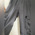 Parisian  Black Satin Utility Sweatpants, Size 4 Photo 3