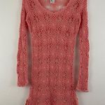 Hula-La Vintage Y2K Coral Pink Crochet Summer Beach Swim Cover Up Mini Dress Photo 2