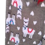 Women’s Llama Alpaca Print Fuzzy Pajama Lounge Pants New Medium Gray Photo 2