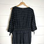 RALPH LAUREN Black Striped Split Sleeve Jewel Neck Jumpsuit Size 4 Photo 3