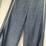 Trina Turk  Lyocell Linen Wide Leg Crop Slit Hem Pants Sz Medium Blue Chambray Photo 8