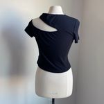 SheIn Cut-Out Cropped Ribbed Top Womens Sz Large Black Photo 4