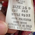 Vintage 70s Red Floral Pleated Knee Length Skirt Womens 16 Sheer Boho Peasant Pink Photo 8