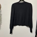 EXPRESS Women V-Neck Rhinestone Embellished Bow Cardigan Black Large Puff Sleeve Photo 2