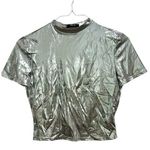 Micas NWT- Metallic Silver crop top in Size Large Photo 0