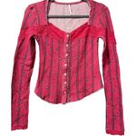 Free People New  Let’s Party Cardi Hot Pink Floral - Rare Piece XS Photo 0