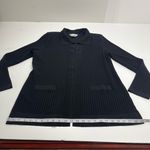 Misook  Open Front Cardigan Ribbed Womens Size Medium Black Long Sleeve Office‎ Photo 4