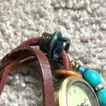 Women’s vintage boho‎ bracelet watch with beads color: tan/maroon/turquoise/gold Gold Photo 4