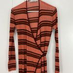ZARA  Small Orange, Brown Stripe Metallic Knit Wrap Maxi Dress Photo 4