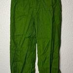 Maeve Anthropologie Colette Wide-Leg Green Pants Linen Blend High Waist Size 24 Photo 0