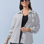 Francesca's Moriah Tweed Light‎ Blue Shacket NWT Photo 0