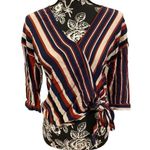 ZARA Basic Cropped Striped Blouse Side Tie Beach Coastal Crop Top Patriotic Photo 0