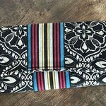 Vera Bradley  Black Floral wallet with Multicolor Stripes GUC Photo 0