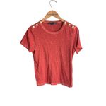 Veronica Beard Carla Button-Trimmed T-Shirt Rust Photo 4