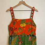 Farm Rio Anthropologie  Beaded Dress Tiered Mixed Print Floral Cotton Size small Photo 2