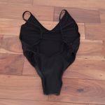 ASOS DESIGN Black V Neck Spaghetti Strap One Piece Swimsuit Bathing Suit Size 6 Photo 3