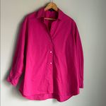 Theory NEW Oversized Button-Front Shirt Carnation Luxe Long Sleeve Photo 1