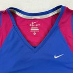 Nike  Running Dri-Fit V Neck Long Sleeve Top Womens Medium Blue‎ Pink Athletic Photo 3