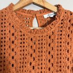 Madewell  Eyelet Ruffle-Sleeve Pintuck Mini Dress Women's Small Mulled Cider NWT Photo 7