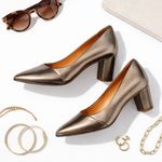 Cole Haan  Grand OS Bronze Mirror Leather Block Heel Pumps Womens Size 7 Dressy Photo 14