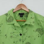 Embroidered Paisley Floral Button Front Shacket Womens Green 3/4 Sleeve Size L Size L Photo 1
