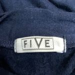 FIVE Women's Navy Blue Long Sleeve Logo Mock Neck Fleece Sweater Top Size S Photo 3