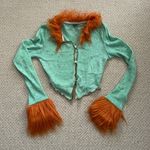 SheIn Fuzzy Trim Button Front Crop Jacket size 4 Photo 1