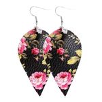 Boutique Boho Floral Vegan Leather Statement Earrings Photo 0