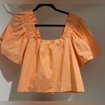 ZARA Square Neck Ruffle Orange Short Sleeve Blouse Photo 3