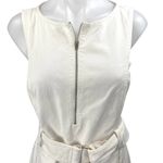 Club Monaco Women's White Sleeveless Half Zip Belted Mini Sheath Dress Size 6 Photo 2