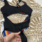 Ekouaer  Black and Blue multicolored One Piece Swimsuit with Cut-Out Design Photo 8
