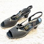 Hush Puppies 🆕  suede leather open toe slingback block heels size 10 silver Photo 1