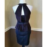 Mystic Black Sparkle Metallic Peplum Cut Halter Dress ModCloth Whimsigoth Glam Photo 6