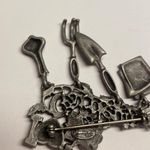 Vintage Silver Pewter Tone Danecraft I Love Gardening Charm Dangle Brooch Photo 3