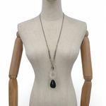 Ann Taylor  Factory Long Necklace Dark Blue Goldstone Pendant Boho Statement Photo 1