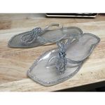 Steve Madden Juned Embellished Slide Sandals Women's 7 Clear Slip On Flip Flop Photo 4