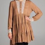 Velzera #1 NWT!  Women's Tan Mocha Lace-Bib Button-Front Dress by , Sz: Med Photo 0