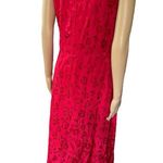 Sheri Martin Vintage 90s Red Silky Witchy Goth Vampy Romantic Floral Midi Dress Size 8 Photo 4