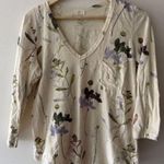 Anthropologie T.La Long Sleeve Floral V Neck 3/4 Sleeve Top Photo 0